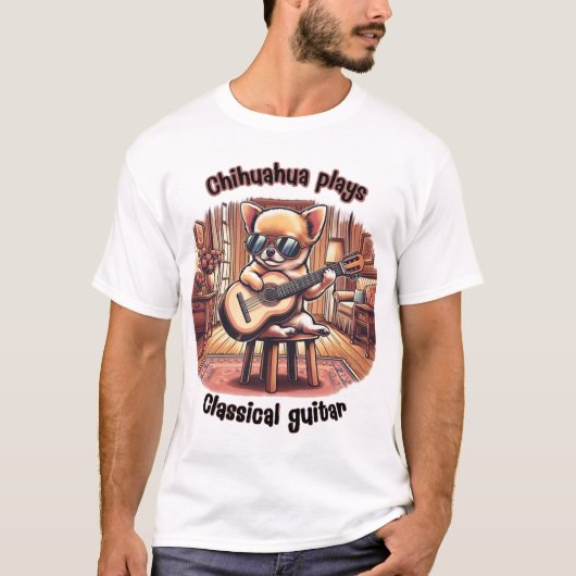 ミニ・マエストロ・チワワ・ギタリスト Tシャツ (正面)