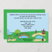 ミニ/ミニチュア・ゴルフバースデーパーティ招待状 招待状 (正面/裏面)