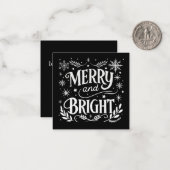 ミニ メリー アンド ブライト ブラック アンド ホワイト クリスマス ノートカード (正面/裏面インサイチュ)