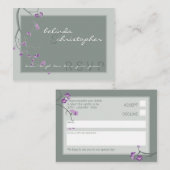 ミニRSVP返信カード：:さくらんぼの花6L エンクロージャーカード (正面/裏面)