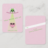 ミニUFOエイリアンハート誘拐子供バレンタインカード ノートカード (正面/裏面)