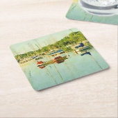 ミネアポリスのハリエット湖に赤と青の帆船 スクエアペーパーコースター (アングル)