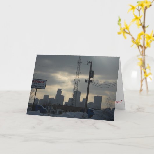 「ミネアポリスの冬の午後」クリスマスカード カード (黄色い花)