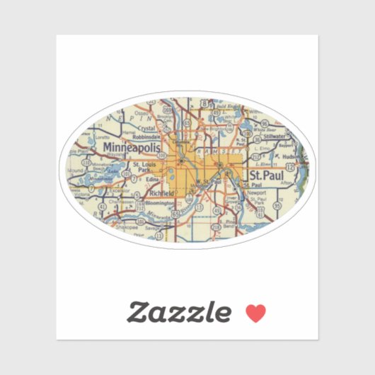 ミネアポリスセントポールヴィンテージの地図 シール (シート)