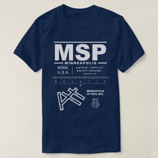 ミネアポリスセントポール国際的エアポートMSP Tシャツ (デザイン正面)
