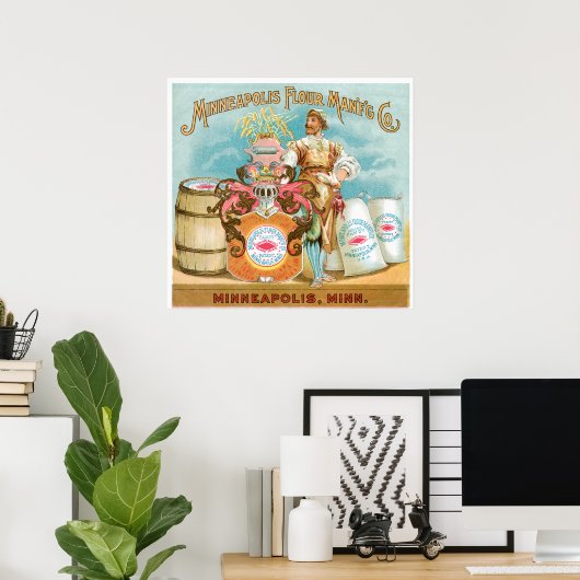 ミネアポリスフラワーヴィンテージフードアンドアート ポスター (ホームオフィス)
