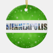 ミネアポリスミネソタシティ旅行写真クリスマス セラミックオーナメント (正面)