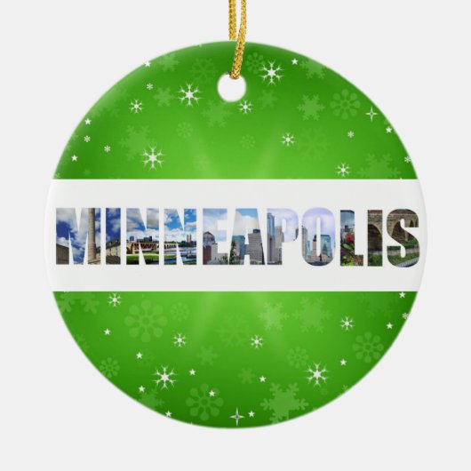 ミネアポリスミネソタシティ旅行写真クリスマス セラミックオーナメント (正面)