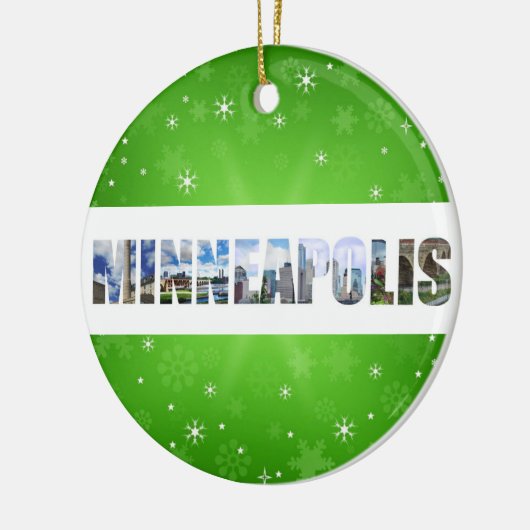 ミネアポリスミネソタシティ旅行写真クリスマス セラミックオーナメント (左)