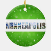 ミネアポリスミネソタシティ旅行写真クリスマス セラミックオーナメント (裏面)
