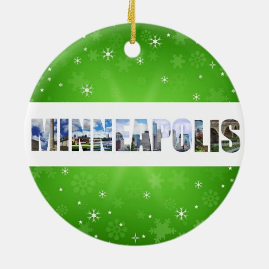 ミネアポリスミネソタシティ旅行写真クリスマス セラミックオーナメント (裏面)