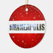 ミネアポリスミネソタシティ旅行写真クリスマス セラミックオーナメント (左)