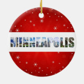ミネアポリスミネソタシティ旅行写真クリスマス セラミックオーナメント (裏面)