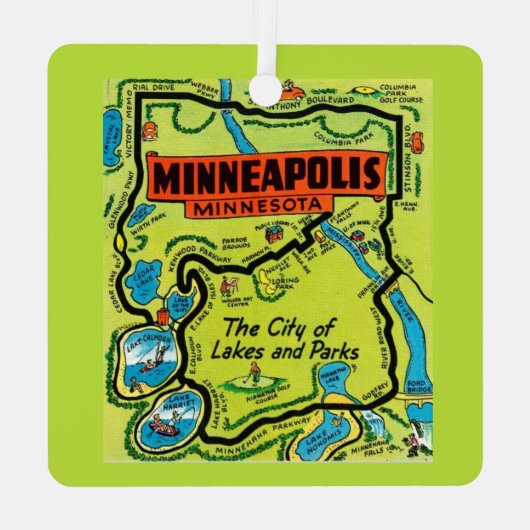 ミネアポリスミネソタマップメタルオーナメント メタルオーナメント (裏面)