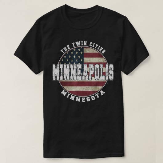 ミネアポリスミネソタヴィンテージアメリカ国旗 Tシャツ (デザイン正面)