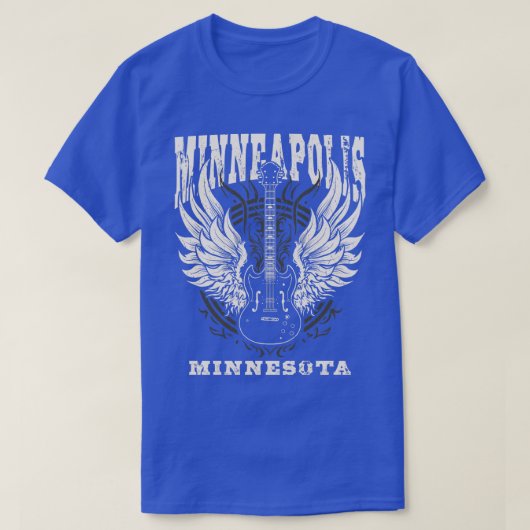 ミネアポリスミネソタ動揺してギターエンジェルウィング Tシャツ (デザイン正面)
