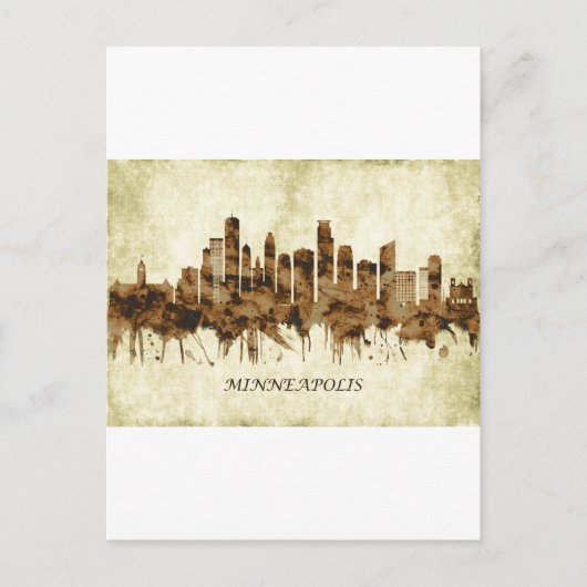 ミネアポリスミネソタ市の町並み シーズンポストカード (正面)