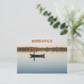 ミネアポリスミネソタ湖ハリエットのサンセット写真 ポストカード (スタンド正面)