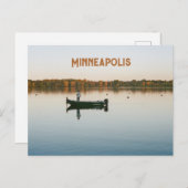 ミネアポリスミネソタ湖ハリエットのサンセット写真 ポストカード (正面/裏面)