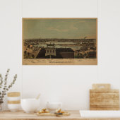 ミネアポリスミネソタ1874アンティークパノラママップ ポスター (キッチン)