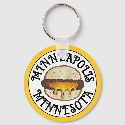 ミネアポリスミネソタMNジューシールーシーチーズバーガー キーホルダー (正面)