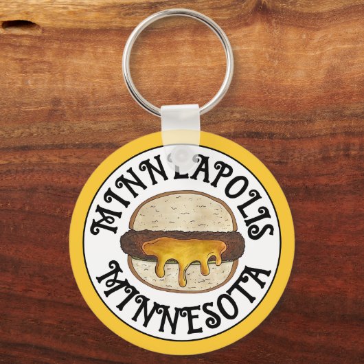 ミネアポリスミネソタMNジューシールーシーチーズバーガー キーホルダー (正面)