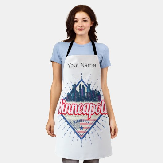 ミネアポリスミネソタUSAスカイライン統一された州 エプロン (着用した状態)