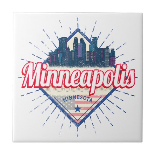 ミネアポリスミネソタUSAスカイライン統一された州 タイル (正面)