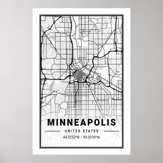 ミネアポリスミネソタUSAトラベルシティマップポスター ポスター (正面)