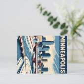 ミネアポリス冬の街並み ポストカード (スタンド正面)