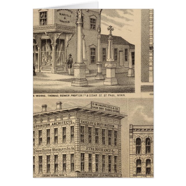 ミネアポリス、セントポール、ミネソタリトグラフマップ (正面)