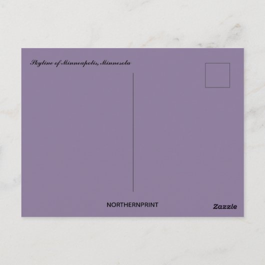 ミネアポリス・ミネソタのスカイライン ポストカード (裏面)