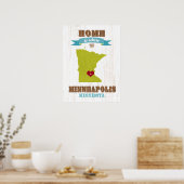 ミネアポリス，ミネソタの地図 – ホームイズwhere ポスター (キッチン)