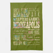 ミネアポリス、ミネソタの有名な場所 キッチンタオル (縦)