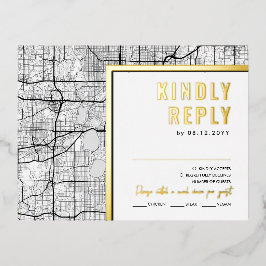 ミネアポリス，ミネソタ州ラブロケーター | RSVP返信 箔招待状ポストカード