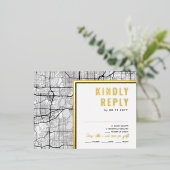 ミネアポリス，ミネソタ州ラブロケーター | RSVP返信 箔招待状ポストカード (立ち正面)