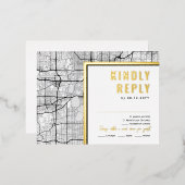 ミネアポリス，ミネソタ州ラブロケーター | RSVP返信 箔招待状ポストカード (正面/裏面)