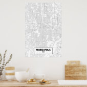 ミネアポリス、ミネソタ（黒から白） ポスター (キッチン)