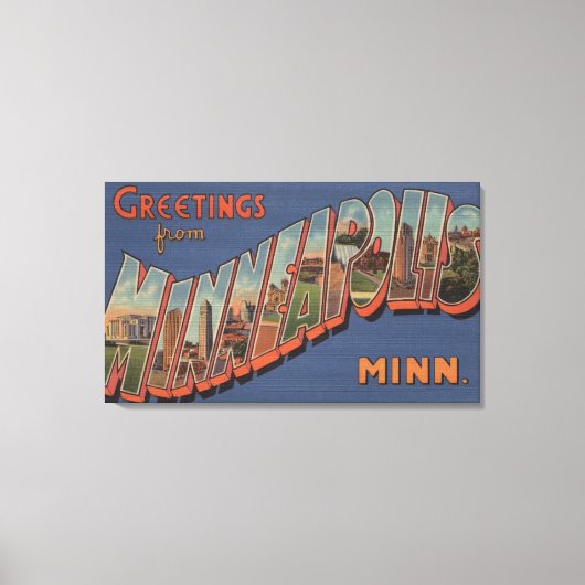 ミネアポリス，ミネソタ – Large Letter Scenes キャンバスプリント (正面)
