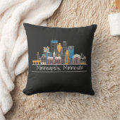 ミネアポリス, MNスカイラインブラック装飾用クッション クッション (ブランケット)