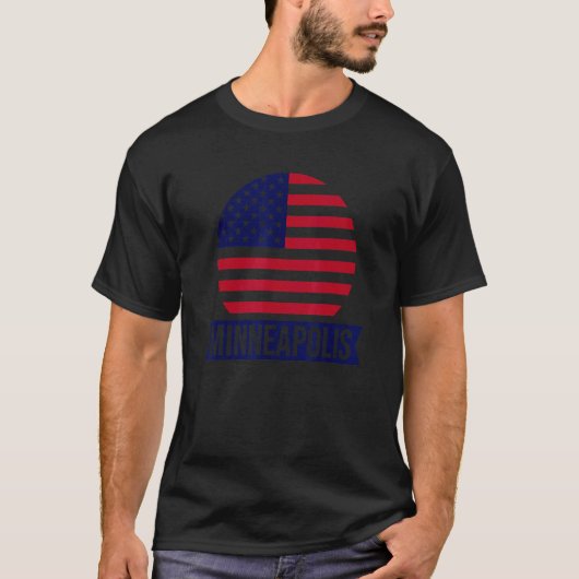 ミネアポリスUSAアメリカの地名US国旗1 Tシャツ (正面)