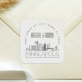 ミネアポ結婚リス |事前にアドレス指定された封筒用シール スクエアシール