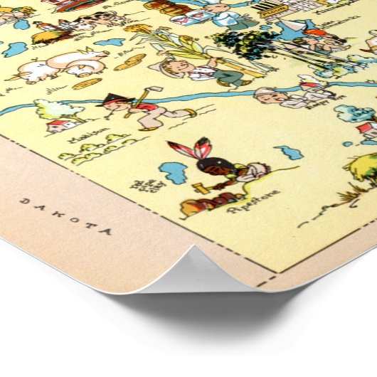 ミネソタおもしろいヴィンテージの地図 ポスター (角)