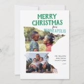 ミネソタからのメリークリスマス 2枚の写真 シーズンカード (正面)