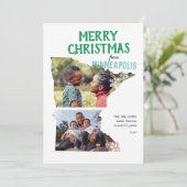 ミネソタからのメリークリスマス 2枚の写真 シーズンカード (スタンド正面)