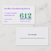 ミネソタのエリアコード 予約カード (正面/裏面)