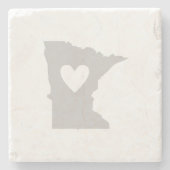 ミネソタのグレーマップシェイプとハート切り出し愛 ストーンコースター (正面)