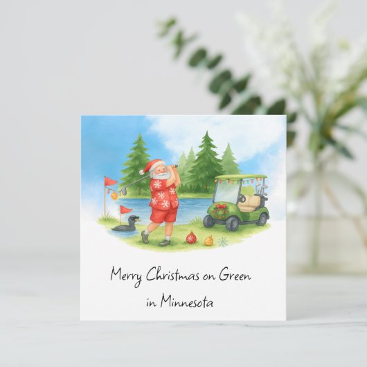 ミネソタのゴルフ場でサンタのホリデー シーズンカード (スタンド正面)
