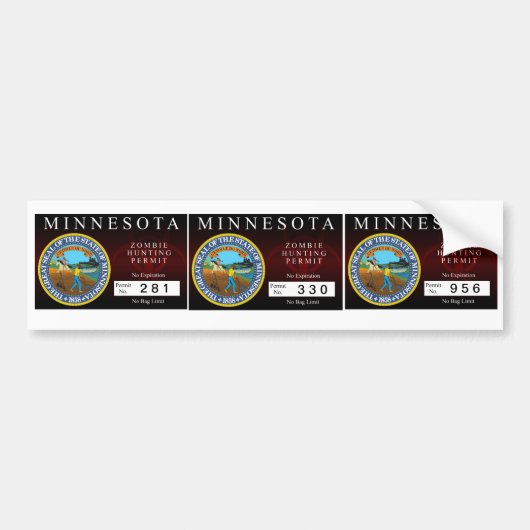 ミネソタのゾンビの狩りの割り当て バンパーステッカー (正面)