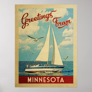 ミネソタのポスターシルボートヴィンテージ旅行 ポスター